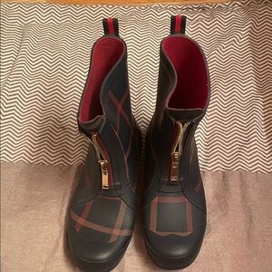 Stylish Black Tommy Hilfiger and Red Women's Boots